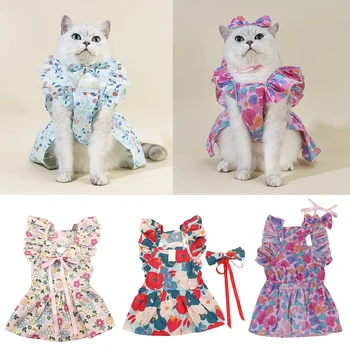 2023 קיץ חדשה מחמד שמלת נסיכה יפה כותנה לחיות מחמד נסיכת חצאית עבור הגור לנשימה נוח כלב חתול שמלה לחיות מחמד אספקה